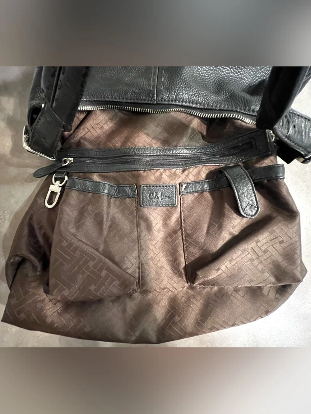 ✨COLE HAAN Y2K Large Black Leather Hobo Slouchy Shoulder Bag Buckles Pockets Zip